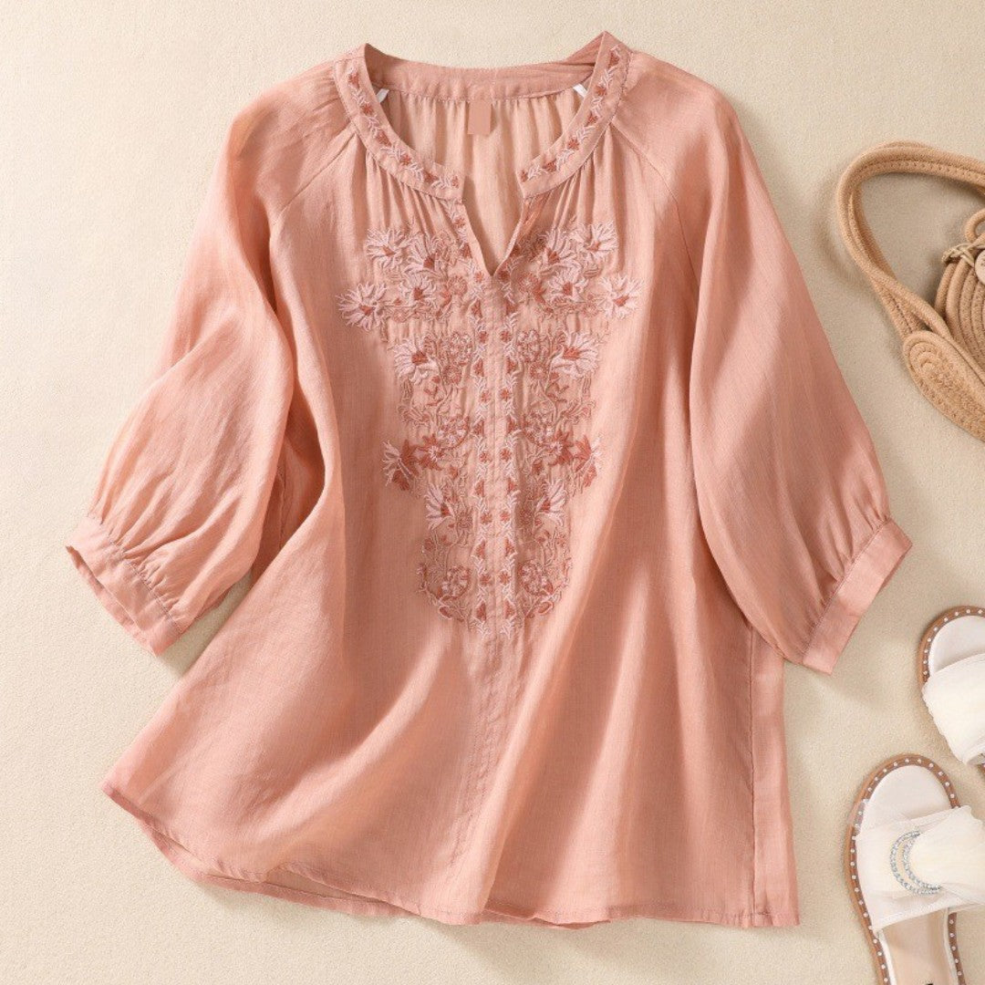 Laurienne™ | Split Neck Embroidered Tunic