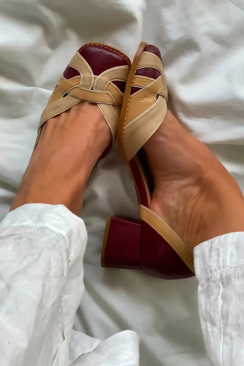 TRI-COLOUR SLIP-ON FLATS