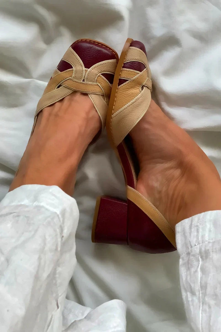 TRI-COLOUR SLIP-ON FLATS