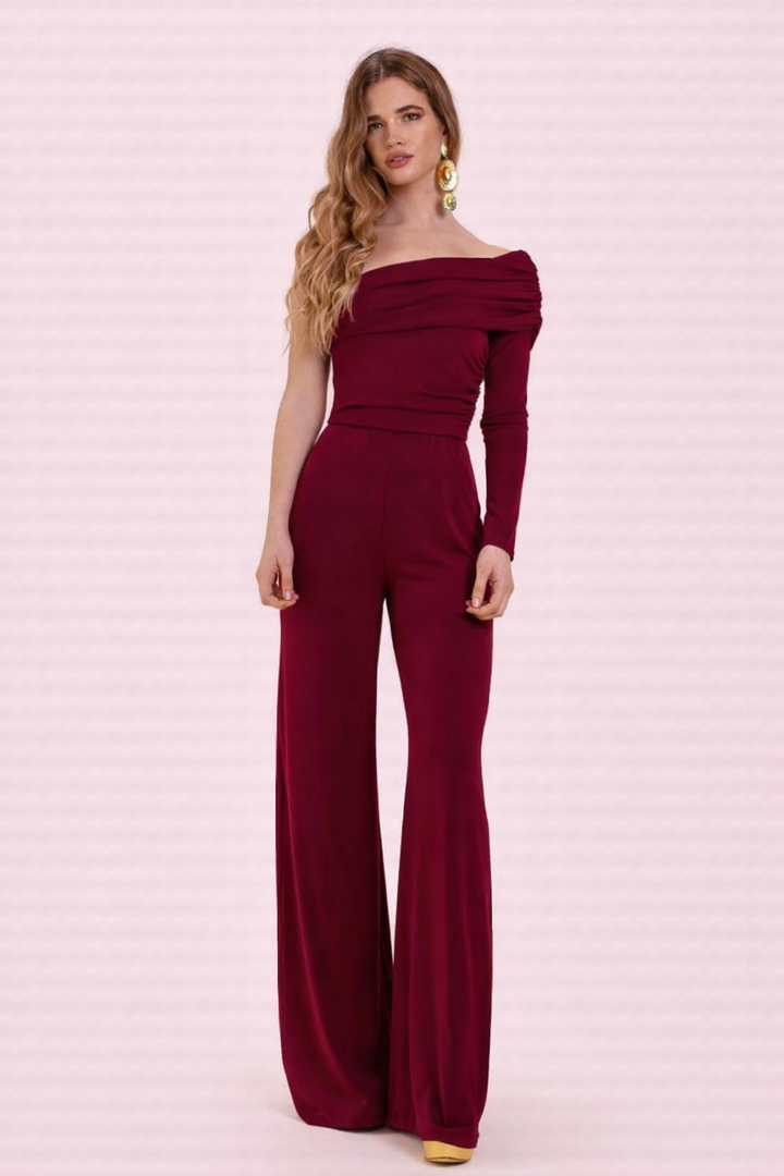 BB™ | Burgundy One-Shoulder Jumpsuit
