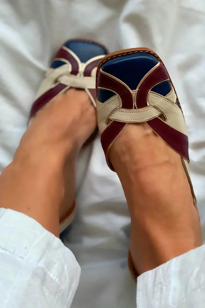 TRI-COLOUR SLIP-ON FLATS