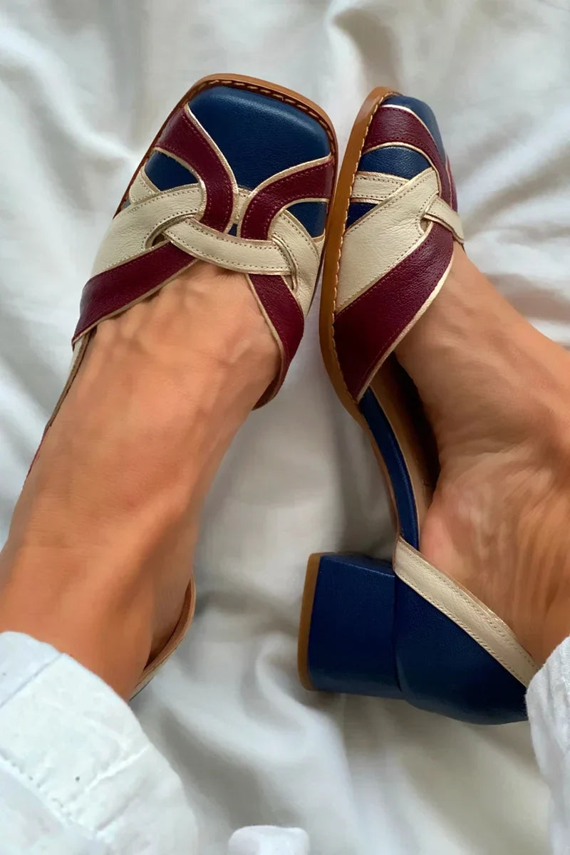 TRI-COLOUR SLIP-ON FLATS