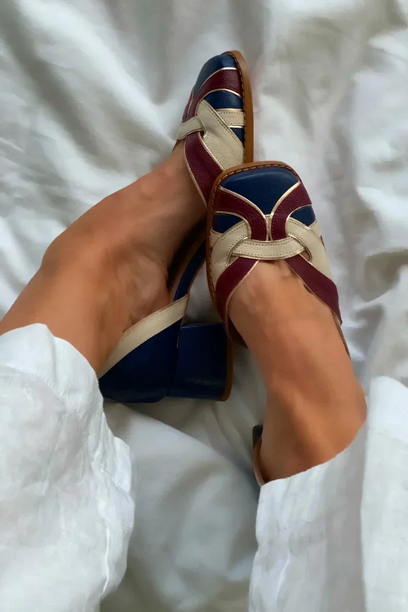 TRI-COLOUR SLIP-ON FLATS